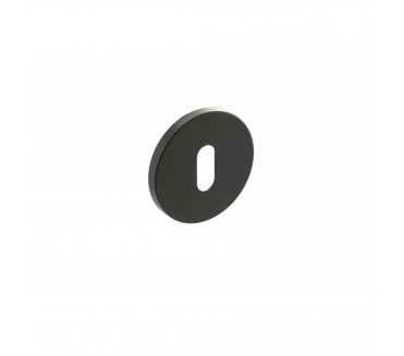 Millhouse Brass Key Escutcheon on 5mm Slimline Round Rose - Matt Black (Pair)