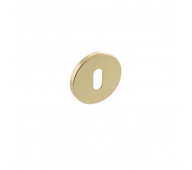 Millhouse Brass Key Escutcheon on 5mm Slimline Round Rose - Polished Brass (Pair)