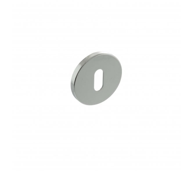 Millhouse Brass Key Escutcheon on 5mm Slimline Round Rose - Polished Chrome (Pair)