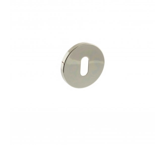 Millhouse Brass Key Escutcheon on 5mm Slimline Round Rose - Polished Nickel (Pair)