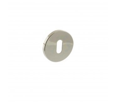 Millhouse Brass Key Escutcheon on 5mm Slimline Round Rose - Polished Nickel (Pair)