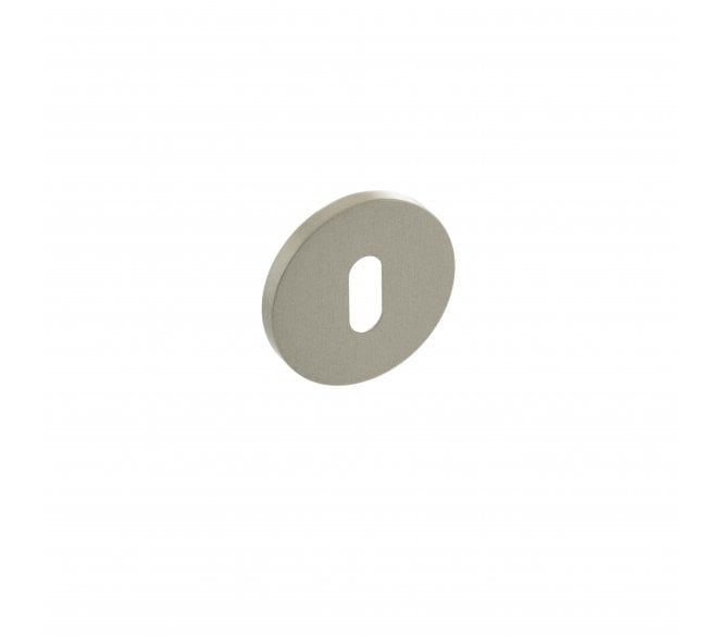 Millhouse Brass Key Escutcheon on 5mm Slimline Round Rose - Satin Nickel (Pair)