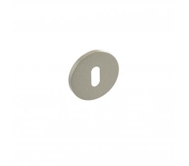 Millhouse Brass Key Escutcheon on 5mm Slimline Round Rose - Satin Nickel (Pair)