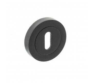 Millhouse Brass Key Escutcheon on Round Rose - Matt Black (Pair)