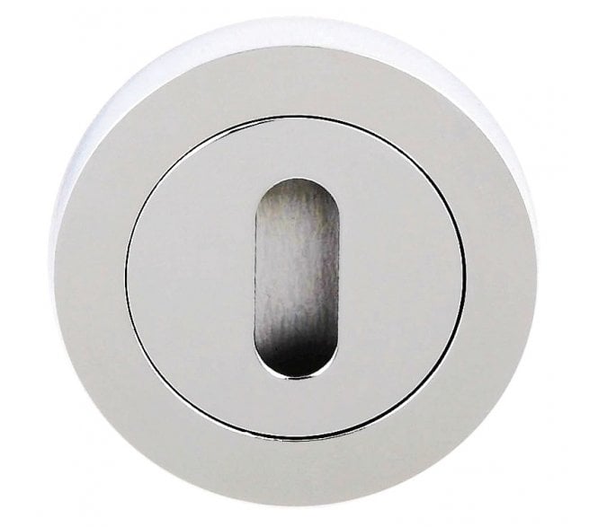 Millhouse Brass Key Escutcheon on Round Rose - Polished Chrome (Pair)