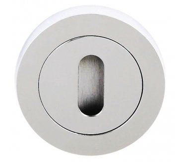 Millhouse Brass Key Escutcheon on Round Rose - Polished Chrome (Pair)