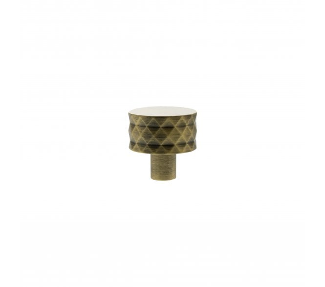 Millhouse Brass MHCD1530AB Chrysler Diamond Cut Cabinet Knob - 32mm - Antique Brass