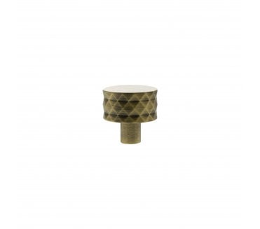 Millhouse Brass MHCD1530AB Chrysler Diamond Cut Cabinet Knob - 32mm - Antique Brass