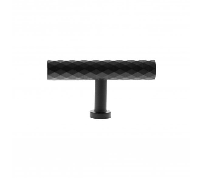 Millhouse Brass MHCD1675MB Chrysler Diamond Cut T-Bar Cabinet Knob - 75mm - Matt Black