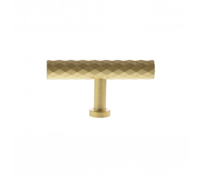 Millhouse Brass MHCD1675SB Chrysler Diamond Cut T-Bar Cabinet Knob - 75mm - Satin Brass