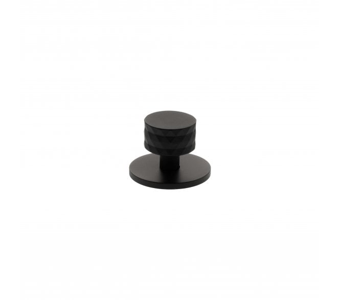 Millhouse Brass MHCDB1530MB Chrysler Diamond Cut Cabinet Knob On Rose - 32mm - Matt Black