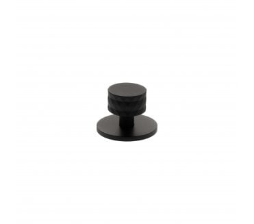 Millhouse Brass MHCDB1530MB Chrysler Diamond Cut Cabinet Knob On Rose - 32mm - Matt Black