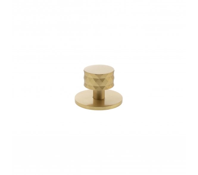 Millhouse Brass MHCDB1530SB Chrysler Diamond Cut Cabinet Knob On Rose - 32mm - Satin Brass