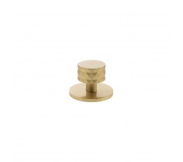 Millhouse Brass MHCDB1530SB Chrysler Diamond Cut Cabinet Knob On Rose - 32mm - Satin Brass