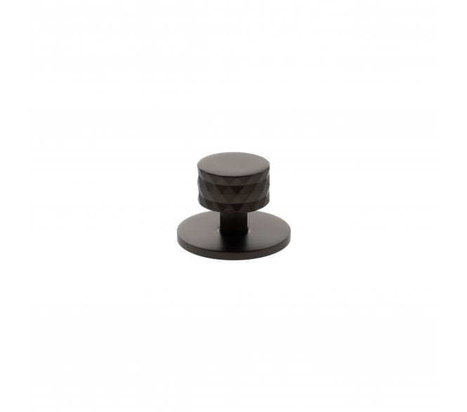 Millhouse Brass MHCDB1530UDB Chrysler Diamond Cut Cabinet Knob On Rose - 32mm - Urban Dark Bronze