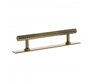 Millhouse Brass MHCDB17 Chrysler Diamond Cut T-Bar Cabinet Pull Handles On Backplate - Antique Brass