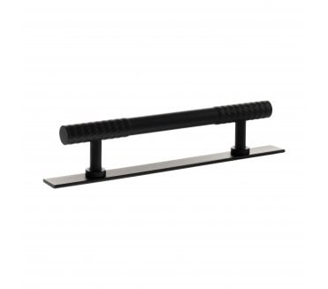 Millhouse Brass MHCDB17 Chrysler Diamond Cut T-Bar Cabinet Pull Handles On Backplate - Matt Black
