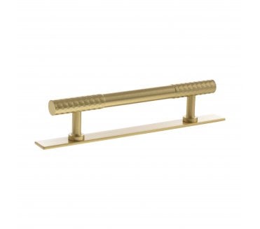 Millhouse Brass MHCDB17 Chrysler Diamond Cut T-Bar Cabinet Pull Handles On Backplate - Satin Brass