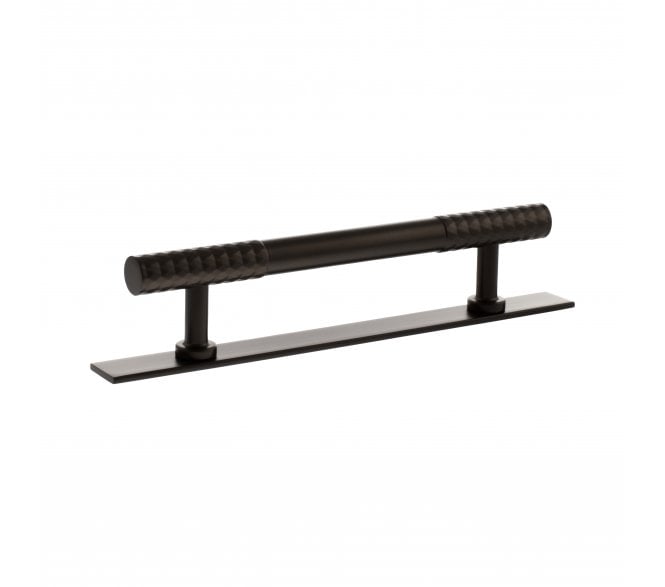 Millhouse Brass MHCDB17 Chrysler Diamond Cut T-Bar Cabinet Pull Handles On Backplate - Urban Dark Bronze