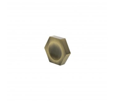 Millhouse Brass MHCH1338AB Pennington Hexagonal Button Cabinet Knob - 44mm - Antique Brass