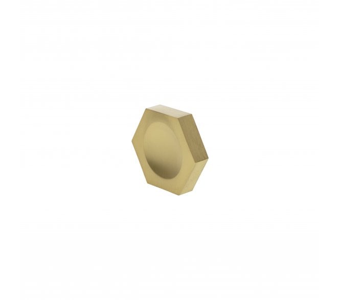 Millhouse Brass MHCH1338SB Pennington Hexagonal Button Cabinet Knob - 44mm - Satin Brass