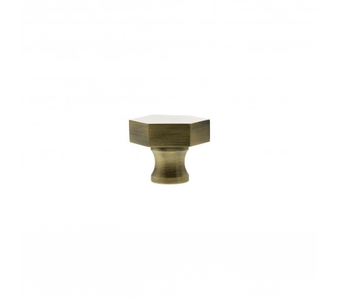 Millhouse Brass MHCH1532AB Pennington Hexagonal Cabinet Knob - 32mm - Antique Brass