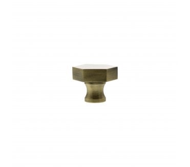 Millhouse Brass MHCH1532AB Pennington Hexagonal Cabinet Knob - 32mm - Antique Brass
