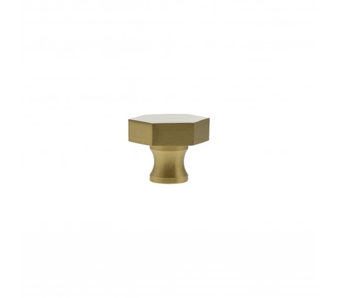 Millhouse Brass MHCH1532SB Pennington Hexagonal Cabinet Knob - 32mm - Satin Brass