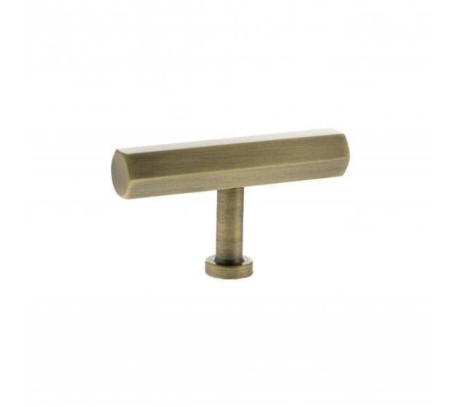 Millhouse Brass MHCH1675AB Pennington Hexagonal T-Bar Cabinet Knob - 75mm - Antique Brass