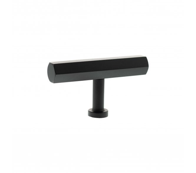 Millhouse Brass MHCH1675MB Pennington Hexagonal T-Bar Cabinet Knob - 75mm - Matt Black