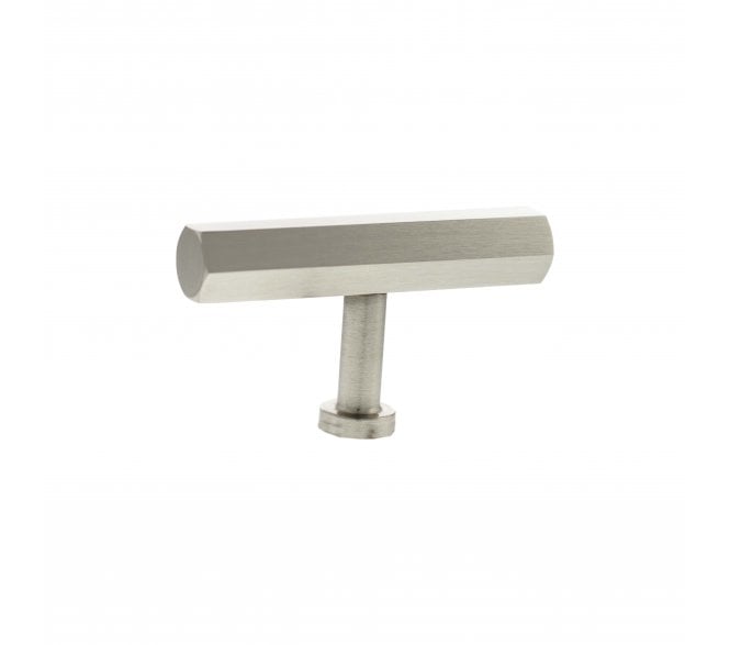 Millhouse Brass MHCH1675SN Pennington Hexagonal T-Bar Cabinet Knob - 75mm - Satin Nickel