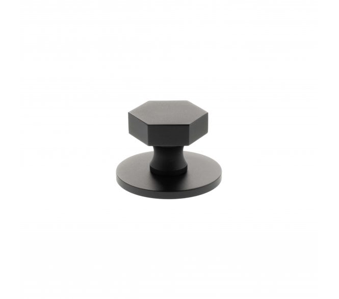 Millhouse Brass MHCHB1532MB Pennington Hexagonal Cabinet Knob On Rose - 32mm - Matt Black