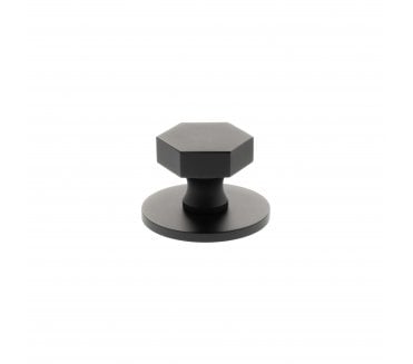 Millhouse Brass MHCHB1532MB Pennington Hexagonal Cabinet Knob On Rose - 32mm - Matt Black