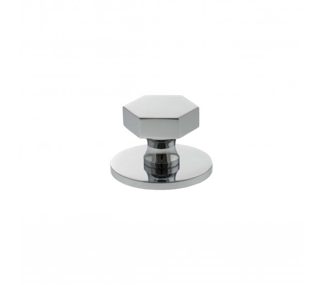 Millhouse Brass MHCHB1532PC Pennington Hexagonal Cabinet Knob On Rose - 32mm - Polished Chrome
