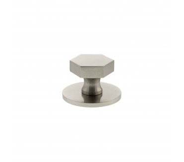 Millhouse Brass MHCHB1532SN Pennington Hexagonal Cabinet Knob On Rose - 32mm - Satin Nickel