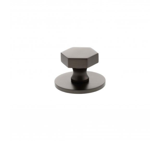Millhouse Brass MHCHB1532UDB Pennington Hexagonal Cabinet Knob On Rose - 32mm - Urban Dark Bronze