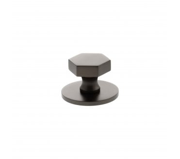Millhouse Brass MHCHB1532UDB Pennington Hexagonal Cabinet Knob On Rose - 32mm - Urban Dark Bronze