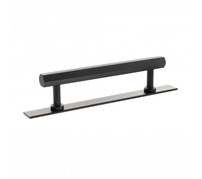 Millhouse Brass MHCHB17 Pennington Hexagonal T-Bar Cabinet Pull Handles On Backplate - Matt Black