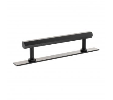 Millhouse Brass MHCHB17 Pennington Hexagonal T-Bar Cabinet Pull Handles On Backplate - Matt Black