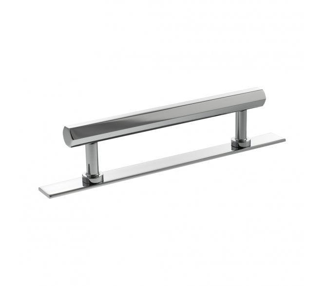 Millhouse Brass MHCHB17 Pennington Hexagonal T-Bar Cabinet Pull Handles On Backplate - Polished Chrome