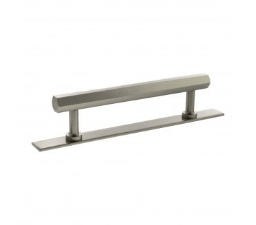 Millhouse Brass MHCHB17 Pennington Hexagonal T-Bar Cabinet Pull Handles On Backplate - Satin Nickel