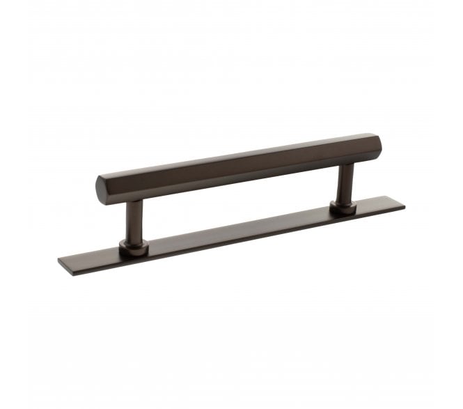 Millhouse Brass MHCHB17 Pennington Hexagonal T-Bar Cabinet Pull Handles On Backplate - Urban Dark Bronze