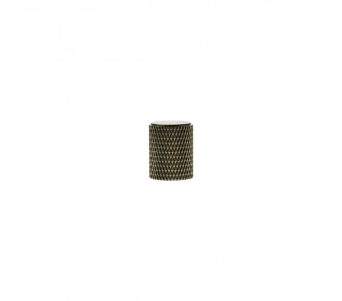 Millhouse Brass MHCK1 Eiffel Knurled Cylinder Cabinet Knob - 20mm - Antique Brass