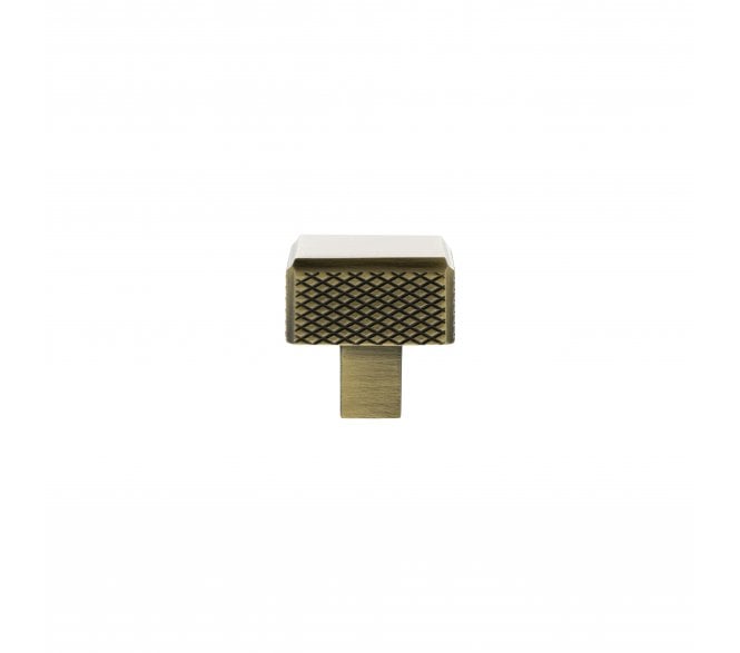 Millhouse Brass MHCK1230AB Eiffel Knurled Square Cabinet Knob - 50x50mm - Antique Brass