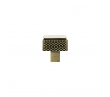 Millhouse Brass MHCK1230AB Eiffel Knurled Square Cabinet Knob - 50x50mm - Antique Brass