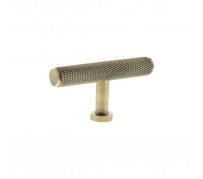 Millhouse Brass MHCK1675AB Eiffel Knurled T-Bar Cabinet Knob - 75mm - Antique Brass