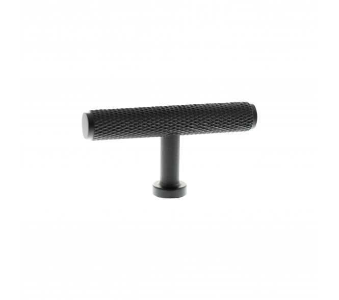 Millhouse Brass MHCK1675MB Eiffel Knurled T-Bar Cabinet Knob - 75mm - Matt Black