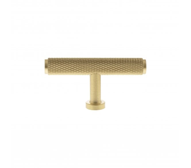 Millhouse Brass MHCK1675SB Eiffel Knurled T-Bar Cabinet Knob - 75mm - Satin Brass