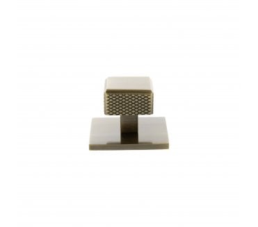 Millhouse Brass MHCKB1230AB Eiffel Knurled Square Cabinet Knob On Rose - 50x50mm - Antique Brass