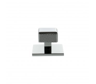 Millhouse Brass MHCKB1230PC Eiffel Knurled Square Cabinet Knob On Rose - 50x50mm - Polished Chrome